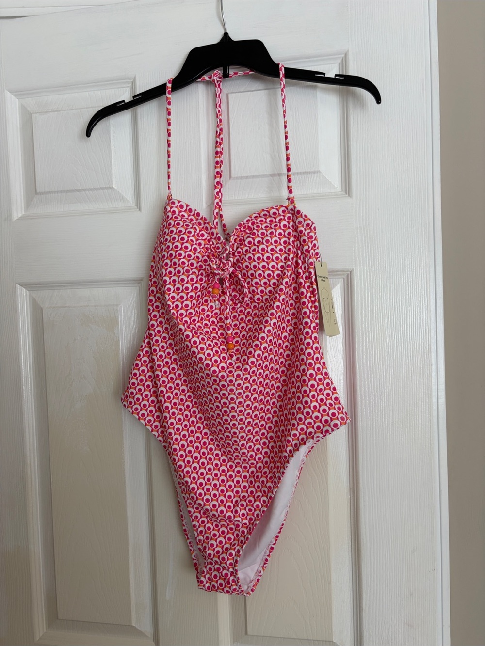 No Boundaries Pink Circle-Print One-Piece Swimsuit Cheeky High Leg